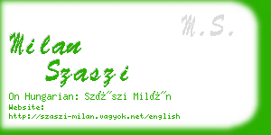 milan szaszi business card